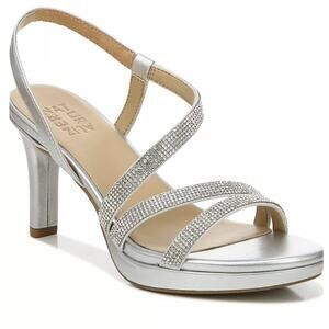 Naturalizer Brenta2 Jewel Heels 6 Silver Gray Sandals Pumps Comfort Wedding